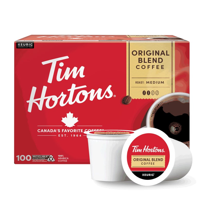 Tim Hortons Original Blend, Medium Roast Coffee, Single-Serve K-Cup Pods Compatible with Keurig Brewers, 100ct K-Cups - Image 1